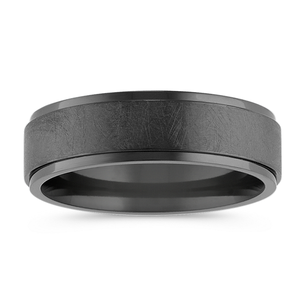 Comfort Fit Black Titanium Band with Matte Finish (7mm)