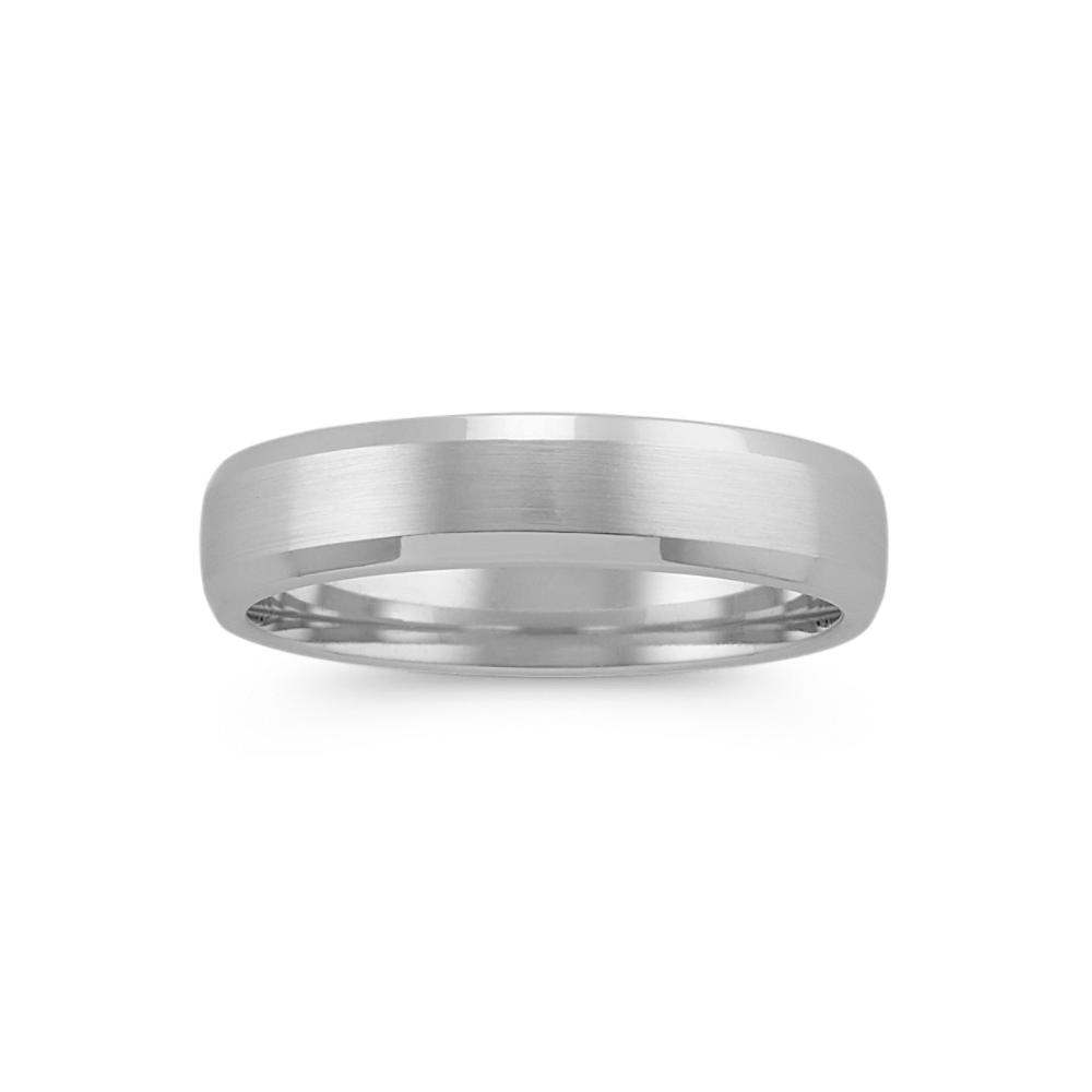 Comfort Fit Mens Ring in 14k White Gold (5mm)
