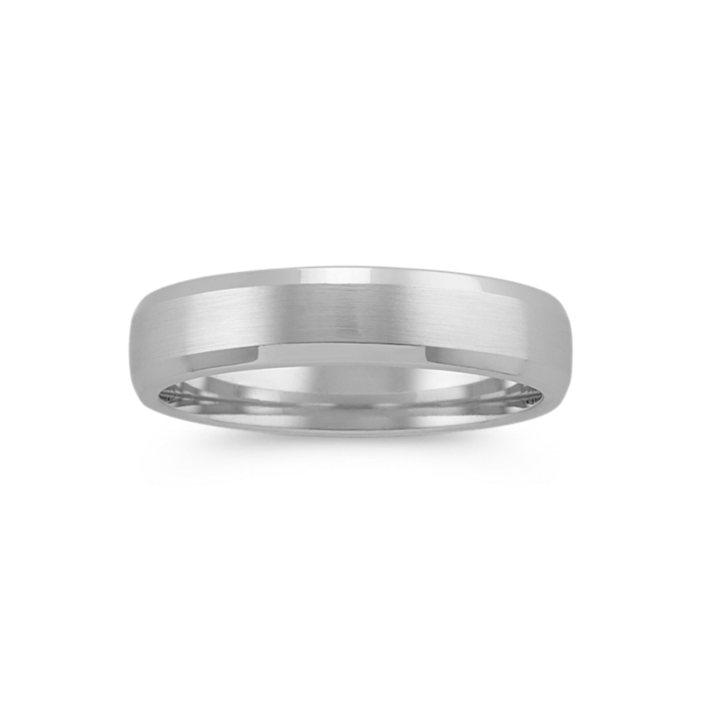 Beveled Edge Satin 14K White Gold Band (5mm)