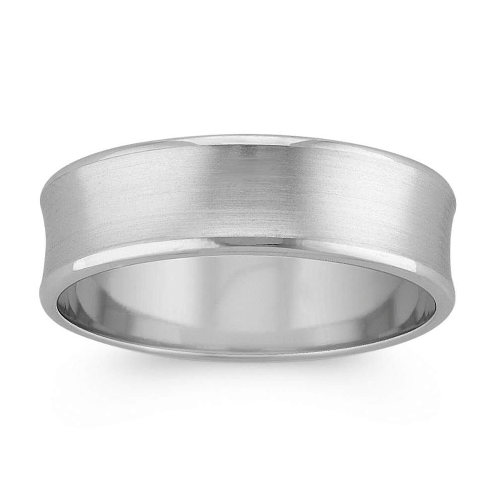 Concave Platinum Mens Comfort Fit Ring (6.5mm)