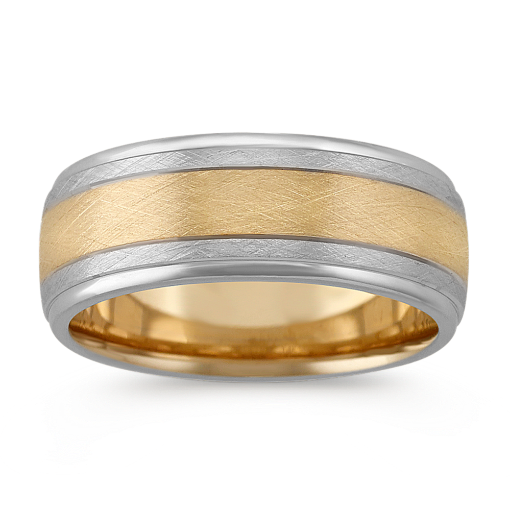 Contemporary 14k Two-Tone Gold Mens Band (8mm)