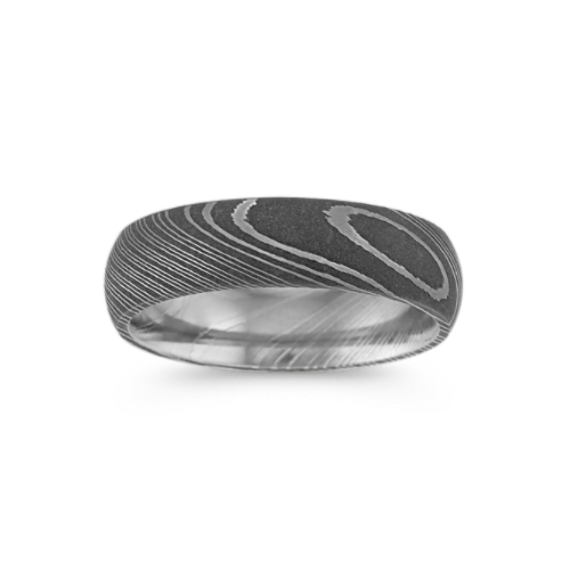 Contemporary Damascus Steel Mens Ring (6mm)