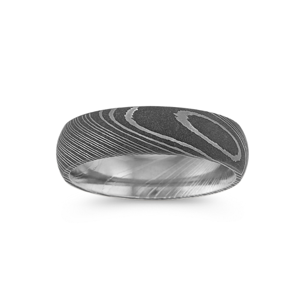 Contemporary Damascus Steel Mens Ring (6mm)