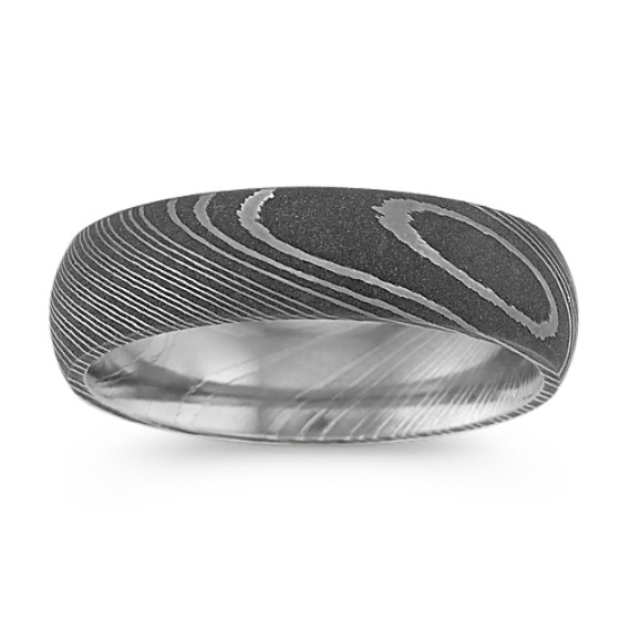 Contemporary Damascus Steel Mens Ring (6mm)