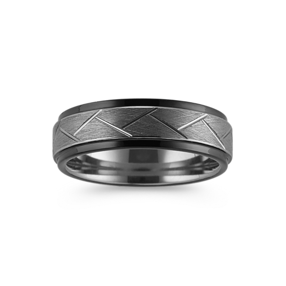 Contemporary Engraved Titanium Mens Ring (7mm)