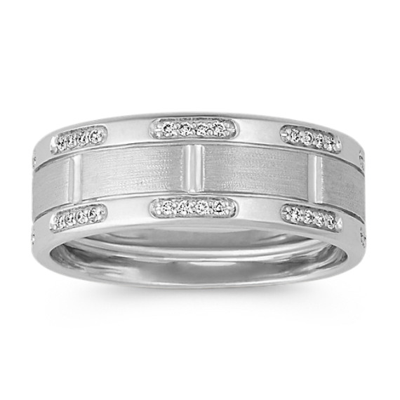 Contemporary Round Diamond Mens Ring in 14k White Gold (8mm)