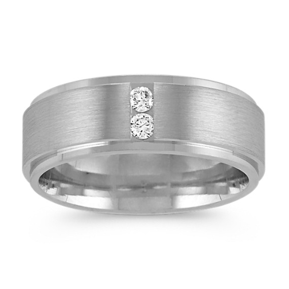 Contemporary Round Diamond Mens Ring in 14k White Gold (8mm)