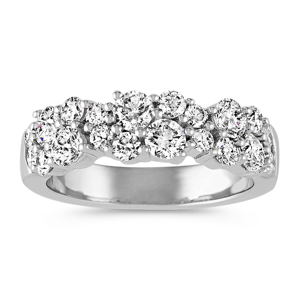 Contemporary Round Diamond Ring in 14k White Gold