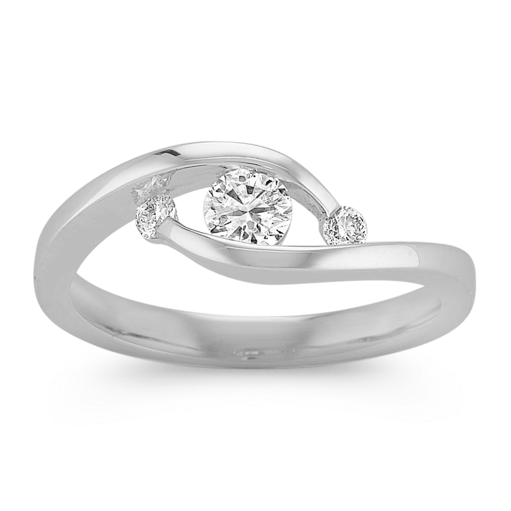 Contemporary Round Diamond Three Stone Ring