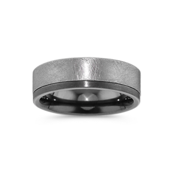 Contemporary Tantalum and Black Zirconium Wedding Band (7mm)
