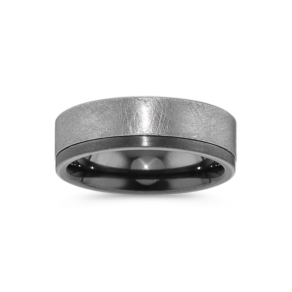 Contemporary Tantalum and Black Zirconium Wedding Band (7mm)