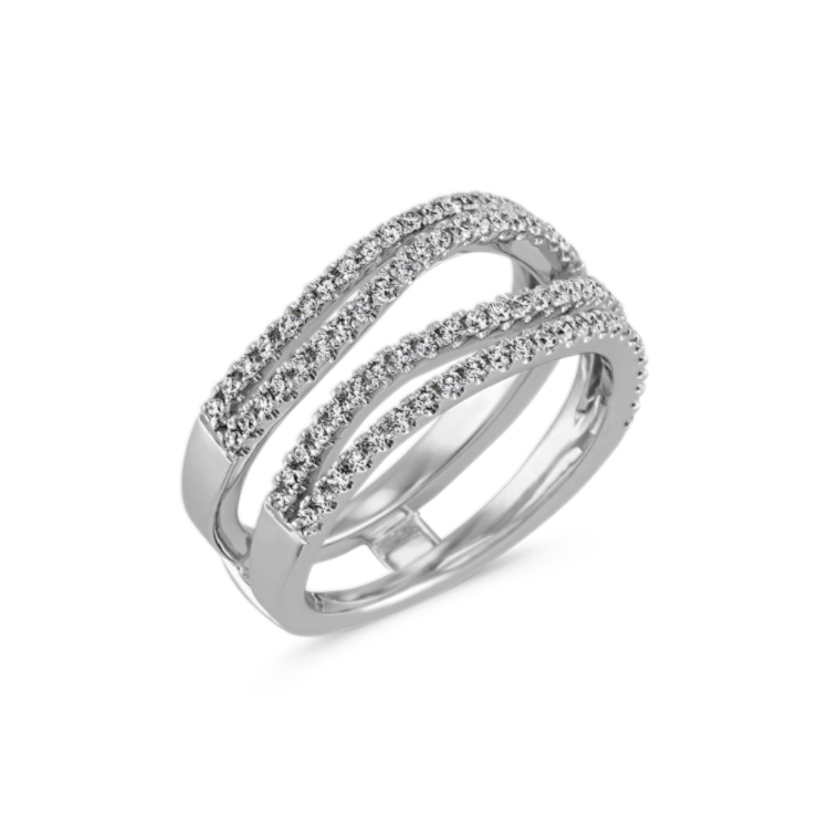 Contour Natural Diamond Engagement Ring Guard in 14k White Gold