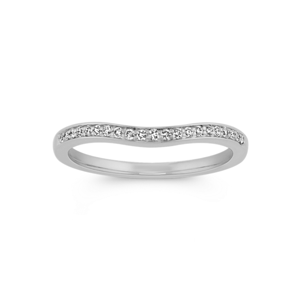 Contour Diamond Wedding Band with Pave Setting