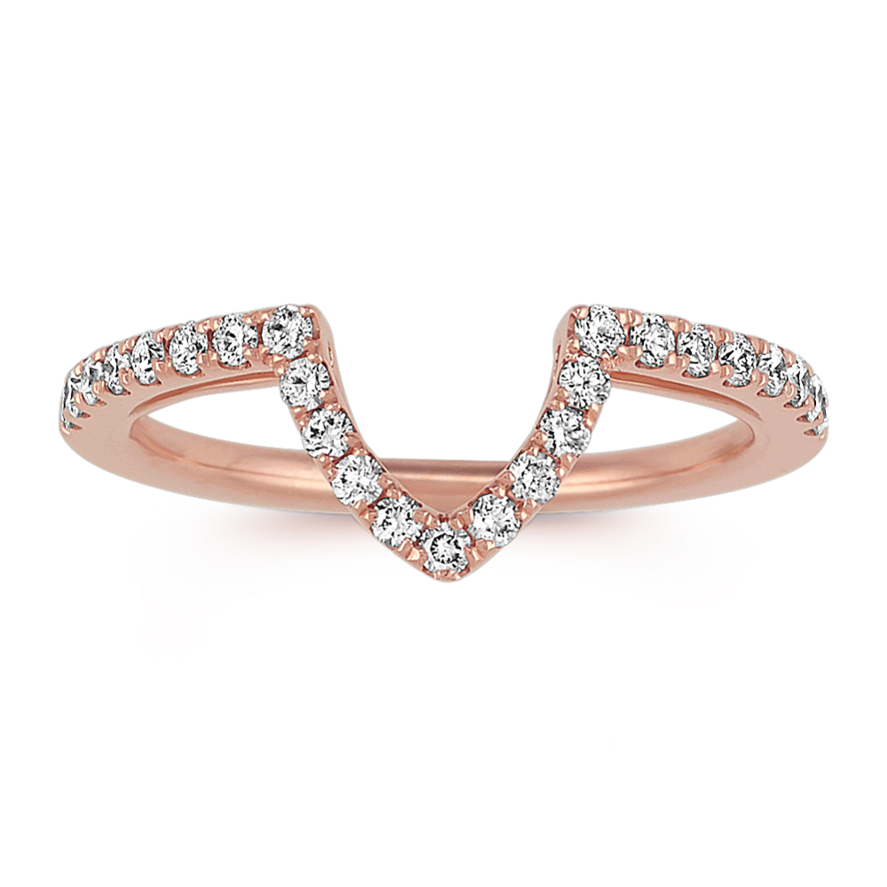 Contoured Diamond Wedding Band in 14k Rose Gold
