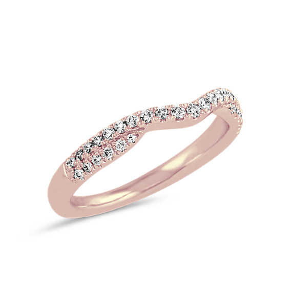 Details about   1/4 ct Round Diamond 14k Rose Gold Curved Contoured Shadow Band Ring
