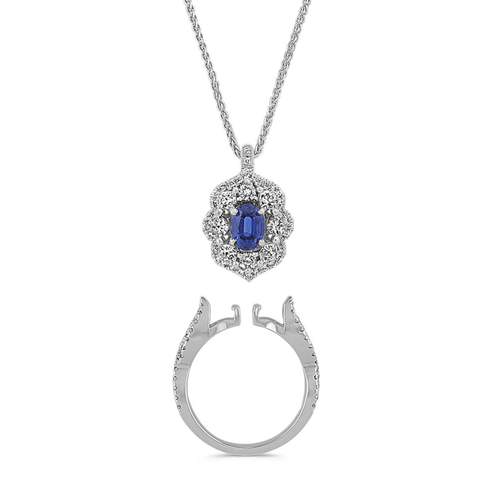 Convertible Diamond and Sapphire Ring and Pendant (22 in)