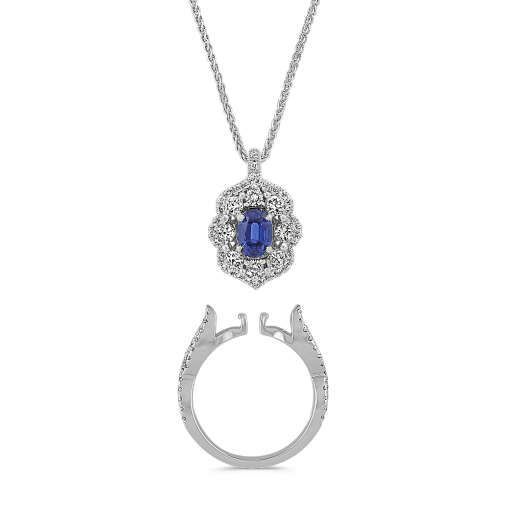 Convertible Diamond and Sapphire Ring and Pendant (22'')
