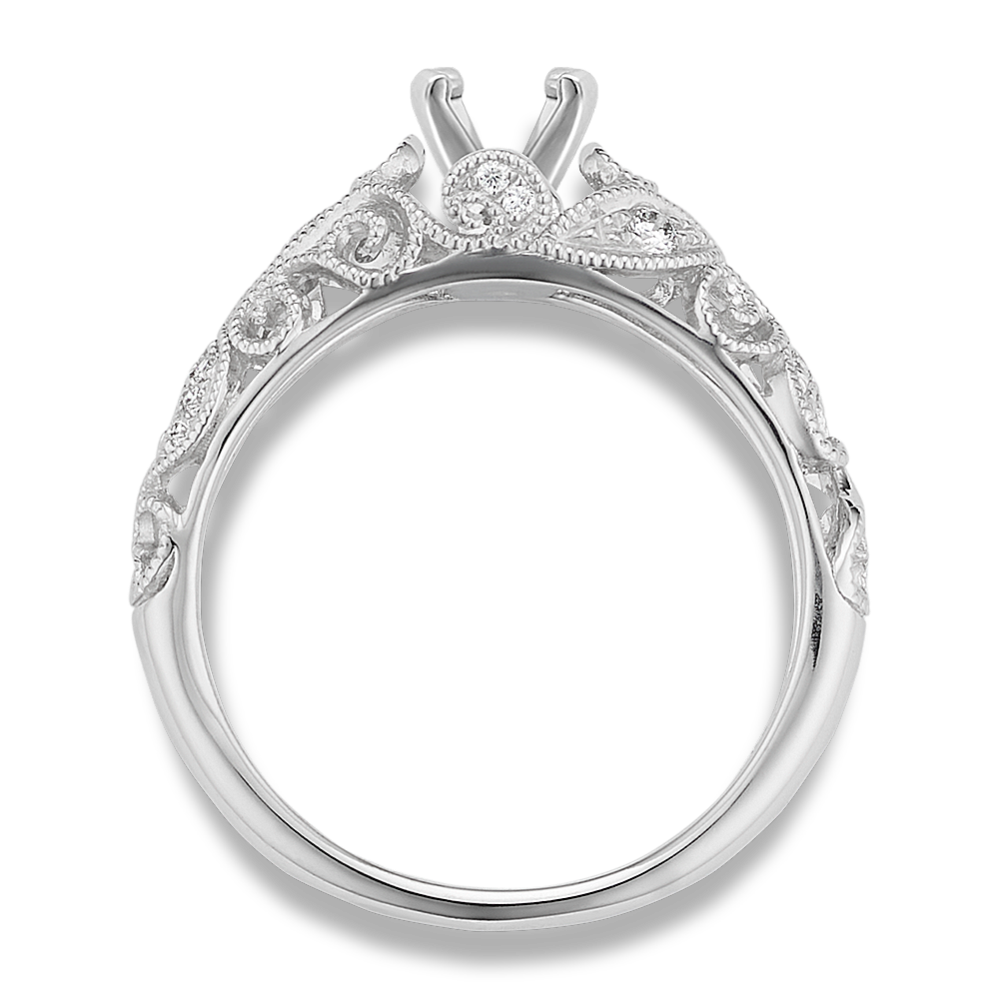 Unique Ladies Diamond Engagement Ring 1.28ct 14K White Gold