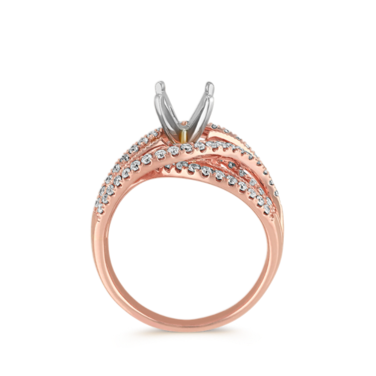 Crisscross Natural Diamond Ring in 14k Rose Gold