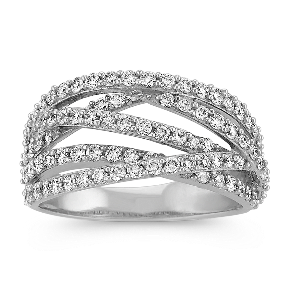 Crisscross Diamond Ring with Pave Setting