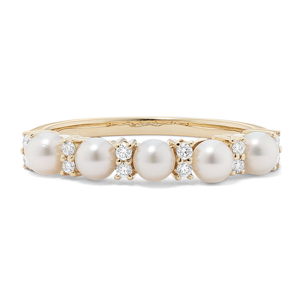 Annecy Cultured Akoya Pearl & Diamond Ring