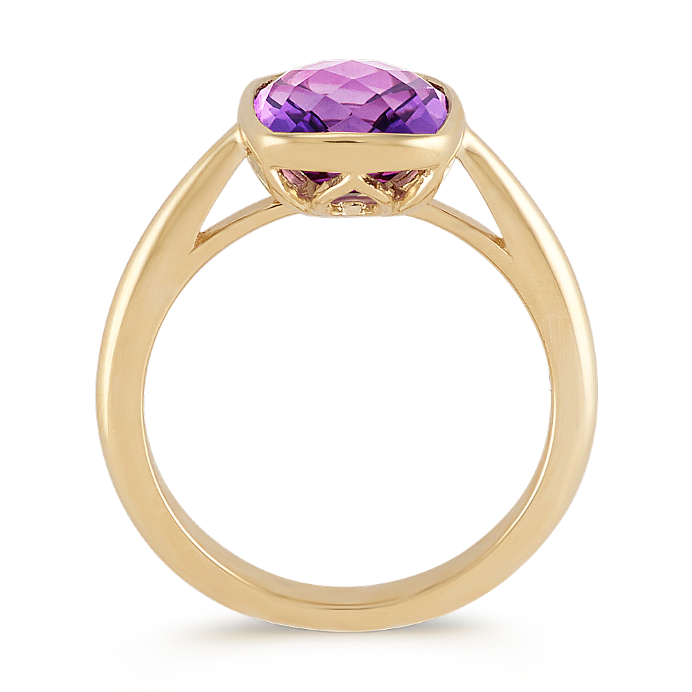 Cushion Cut Amethyst Ring in 14k Yellow Gold | Shane Co.