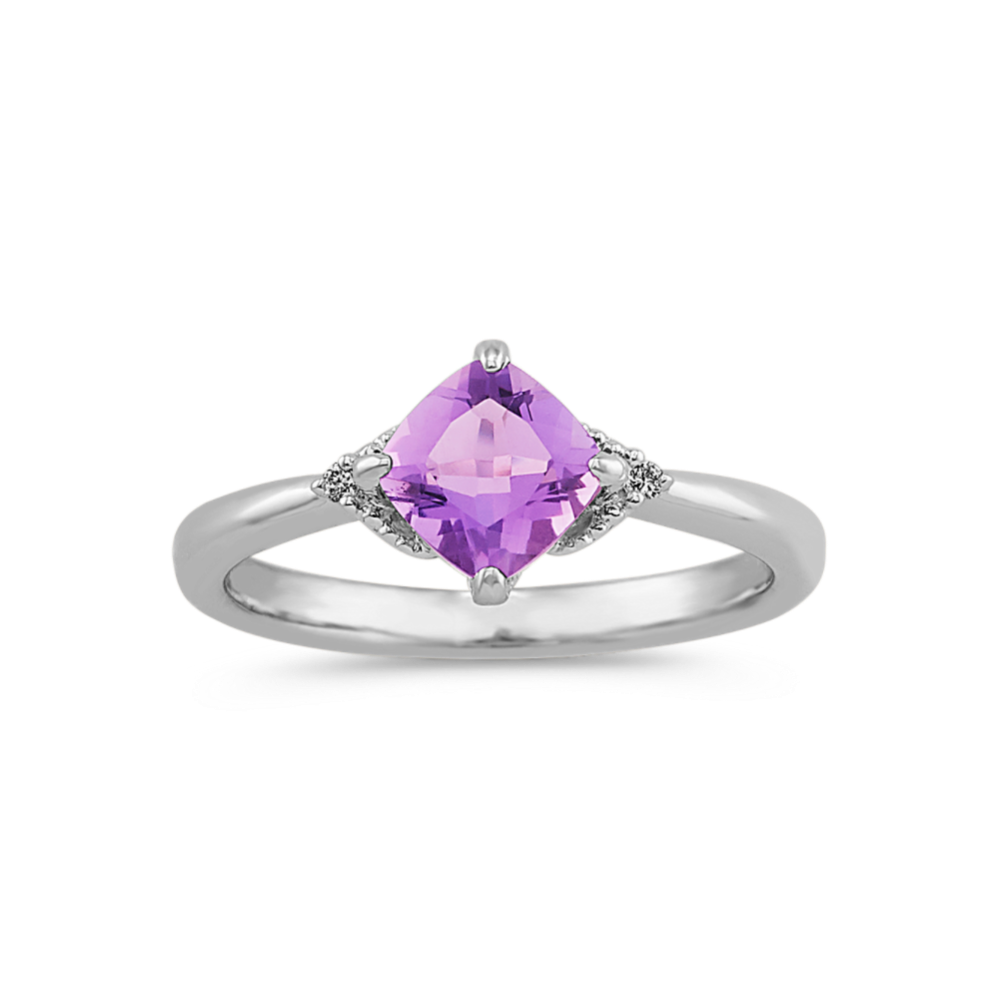 Vida Amethyst and Diamond Ring in Sterling Silver