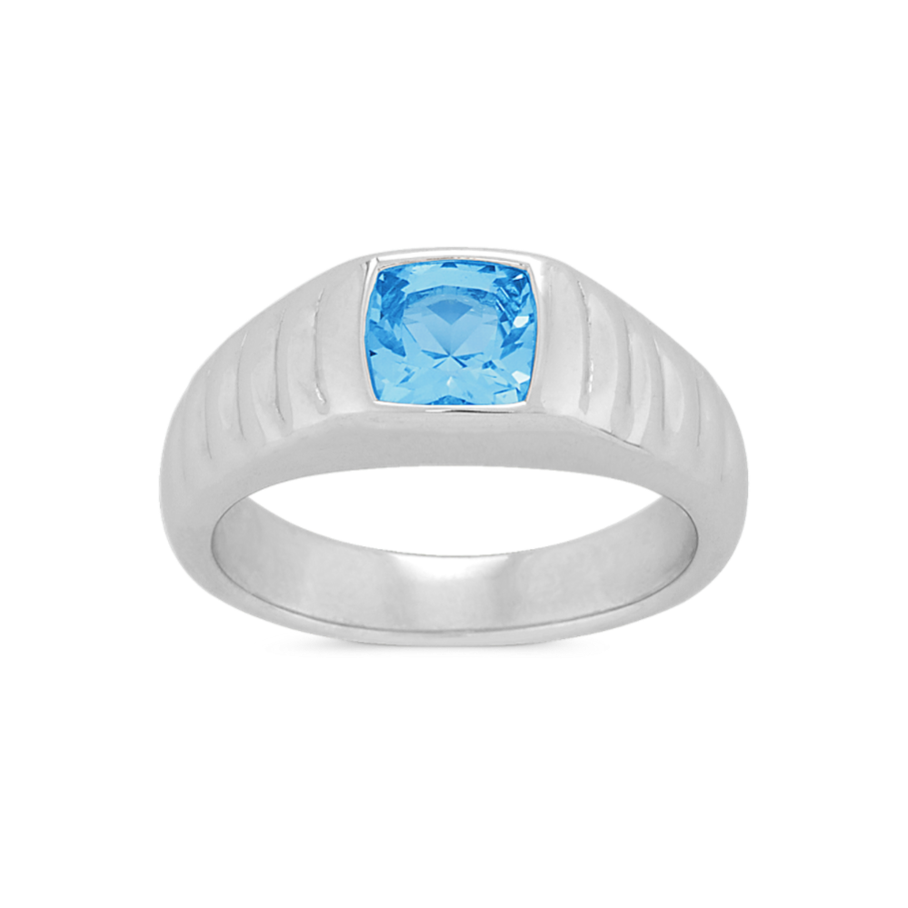 Cushion Cut Blue Topaz Ring in Sterling Silver