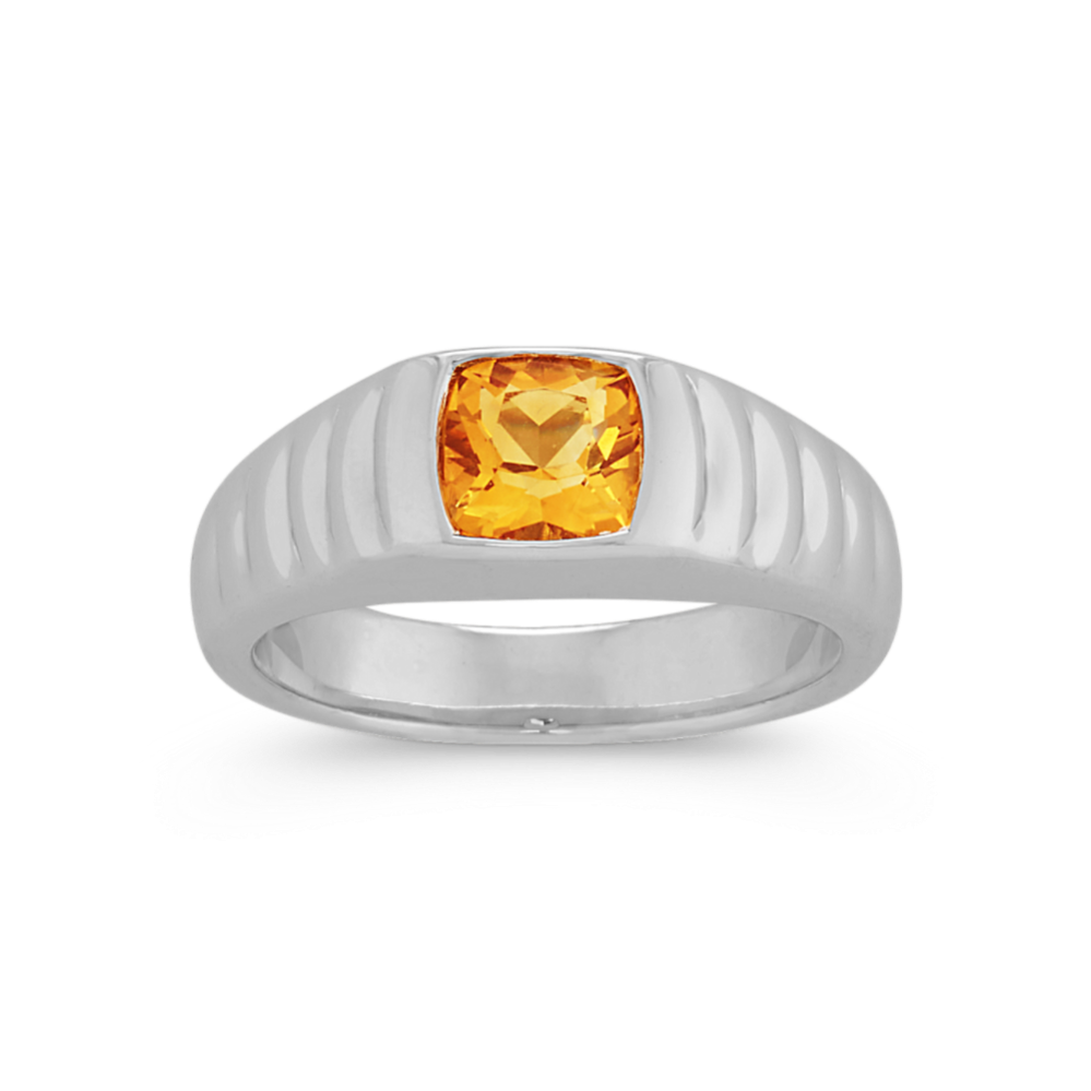 Cushion Cut Gold Citrine Ring in Sterling Silver