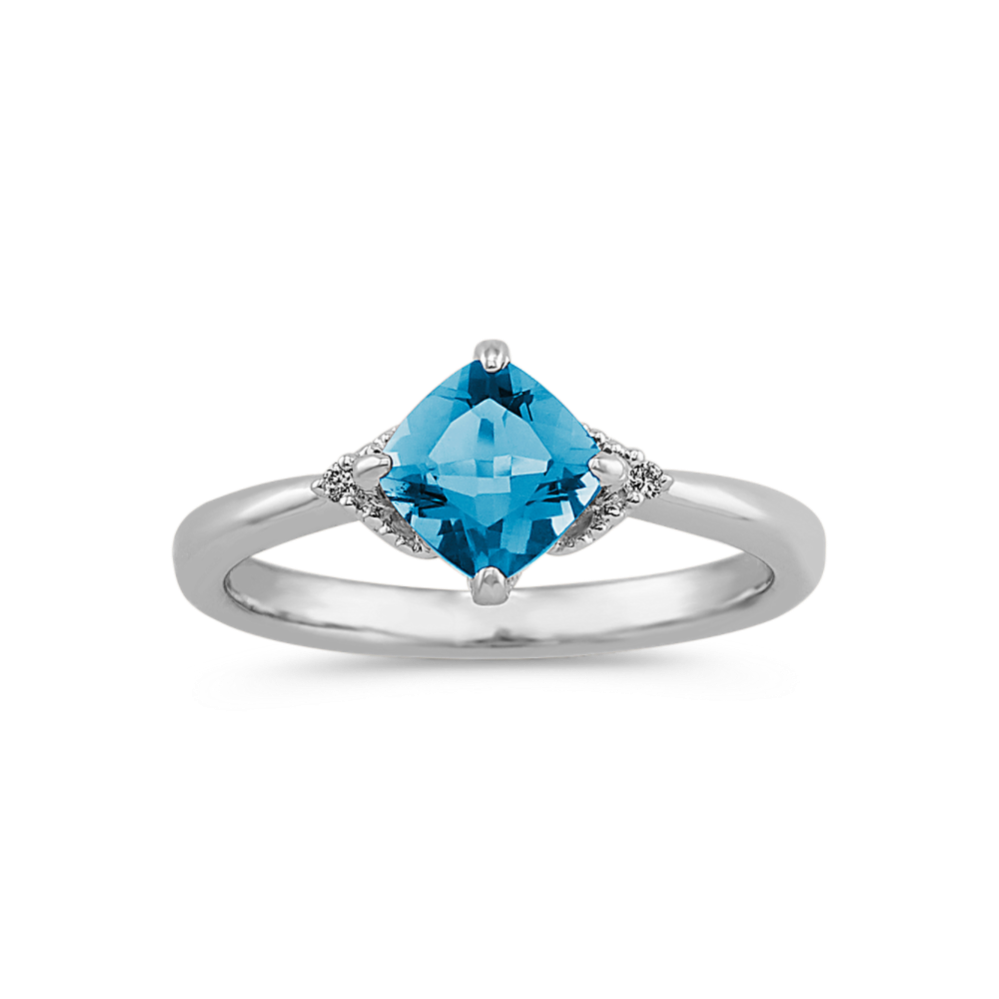 Vida London Blue Topaz & Diamond Ring in Sterling Silver