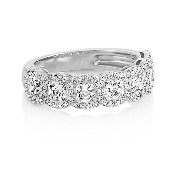 Halo Cushion Cut Round Diamond Wedding Band Shane Co Tap To Zoom Thumbnail