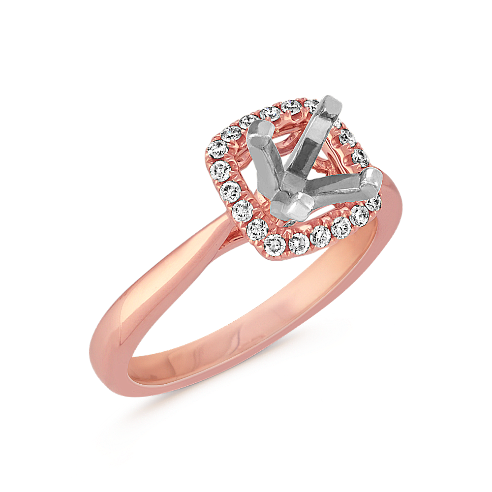 Cushion Halo Diamond Engagement Ring in 14k Rose Gold | Shane Co.