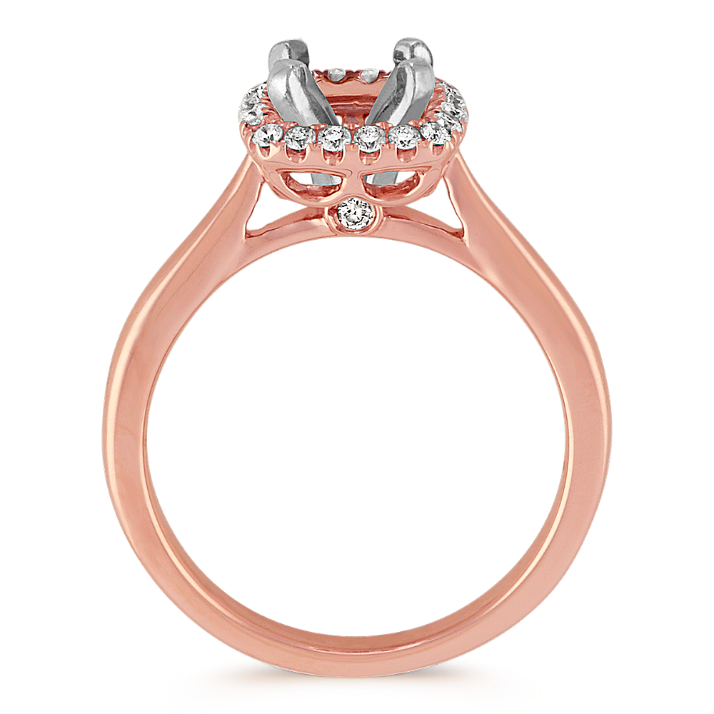 Cushion Halo Diamond Engagement Ring in 14k Rose Gold | Shane Co.