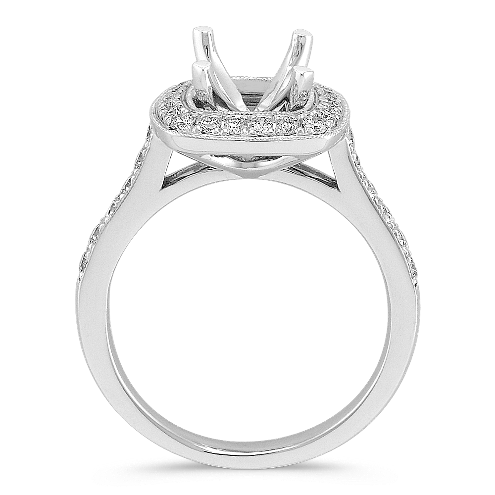 Cushion Halo Diamond Engagement Ring with Pave Setting Shane Co.