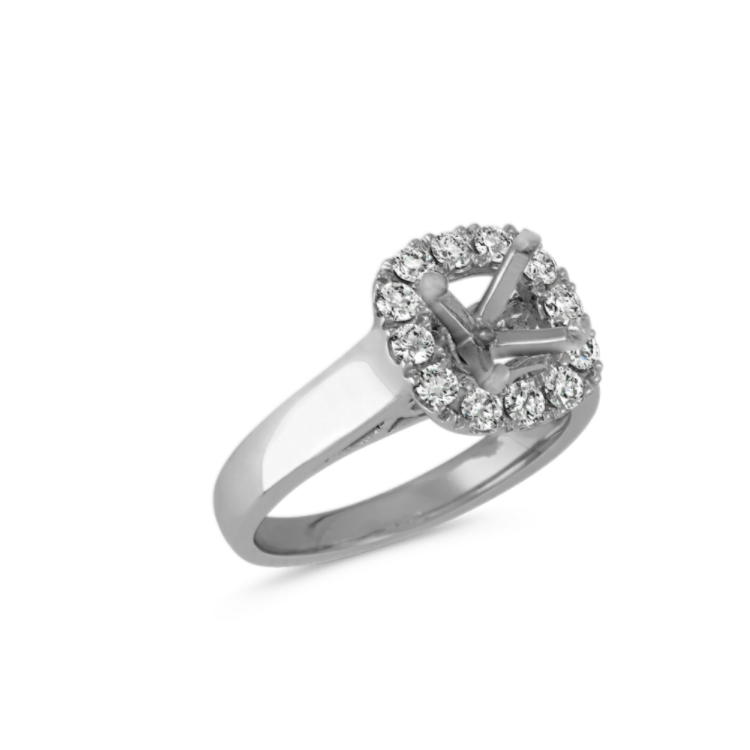 Cushion Halo Natural Diamond Platinum Engagement Ring