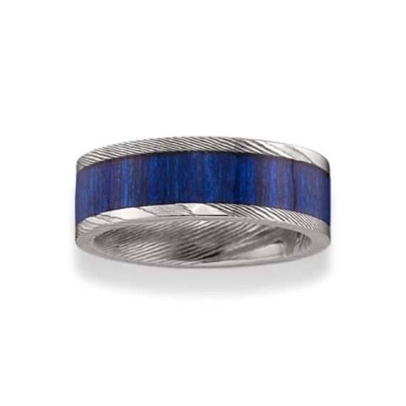 Damascus Steel Orchid Wood Wedding Band (8mm)