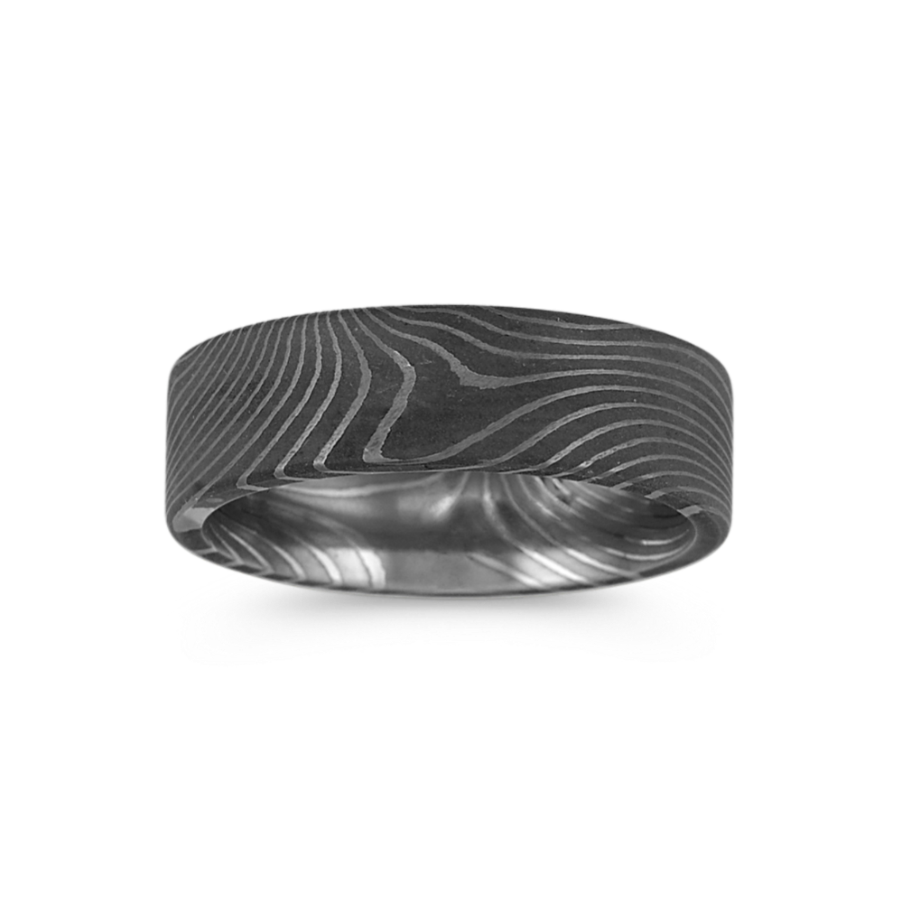 Damascus Steel Wedding Band (7mm)