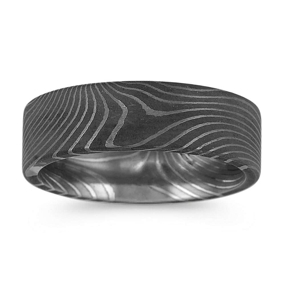 Damascus Steel Wedding Band (7mm)