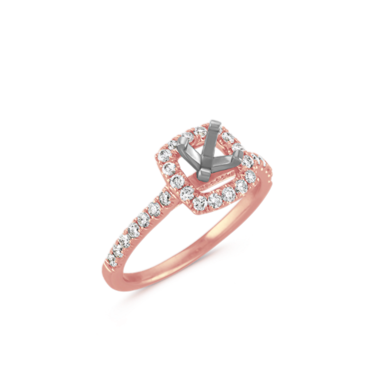 Delia Halo Engagement Ring in 14k Rose Gold