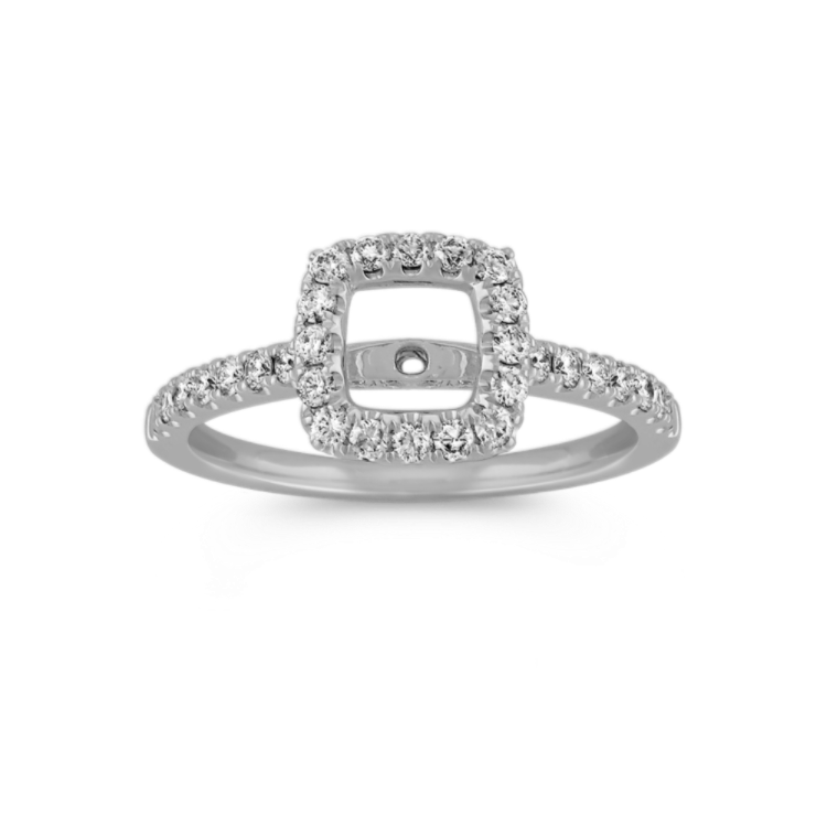 Delia Pave-Set Halo Engagement Ring in Platinum
