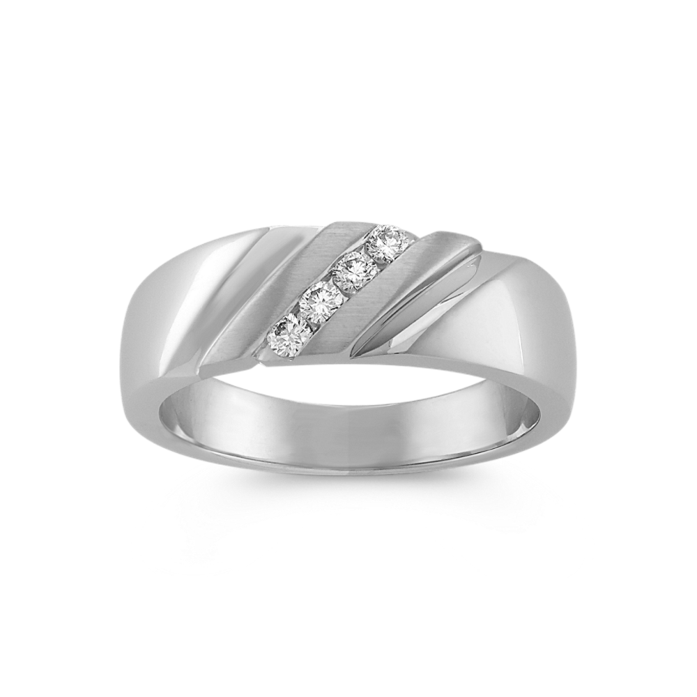 Diagonal Round Natural Diamond Ring with Channel-Setting