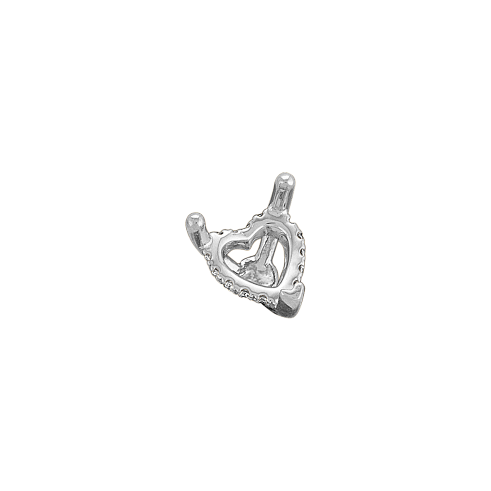 Rosebud Diamond Accented Decorative Crown to Hold 6.5mm Heart Shaped Gemstone