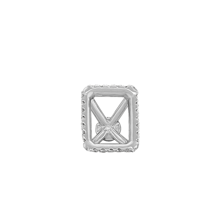 Rosebud Natural Diamond Decorative Crown to Hold 10x8mm Emerald Shaped Gemstone