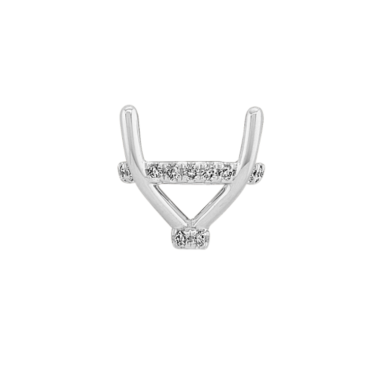 Natural Diamond Accented Decorative Crown in 14K White Gold