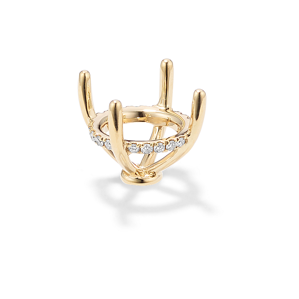 Rosebud Diamond Decorative Crown to Hold 9mm Round Gemstone Shane Co.