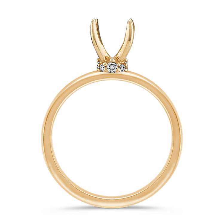 Natural Diamond Accented Decorative Crown in 14K Yellow Gold