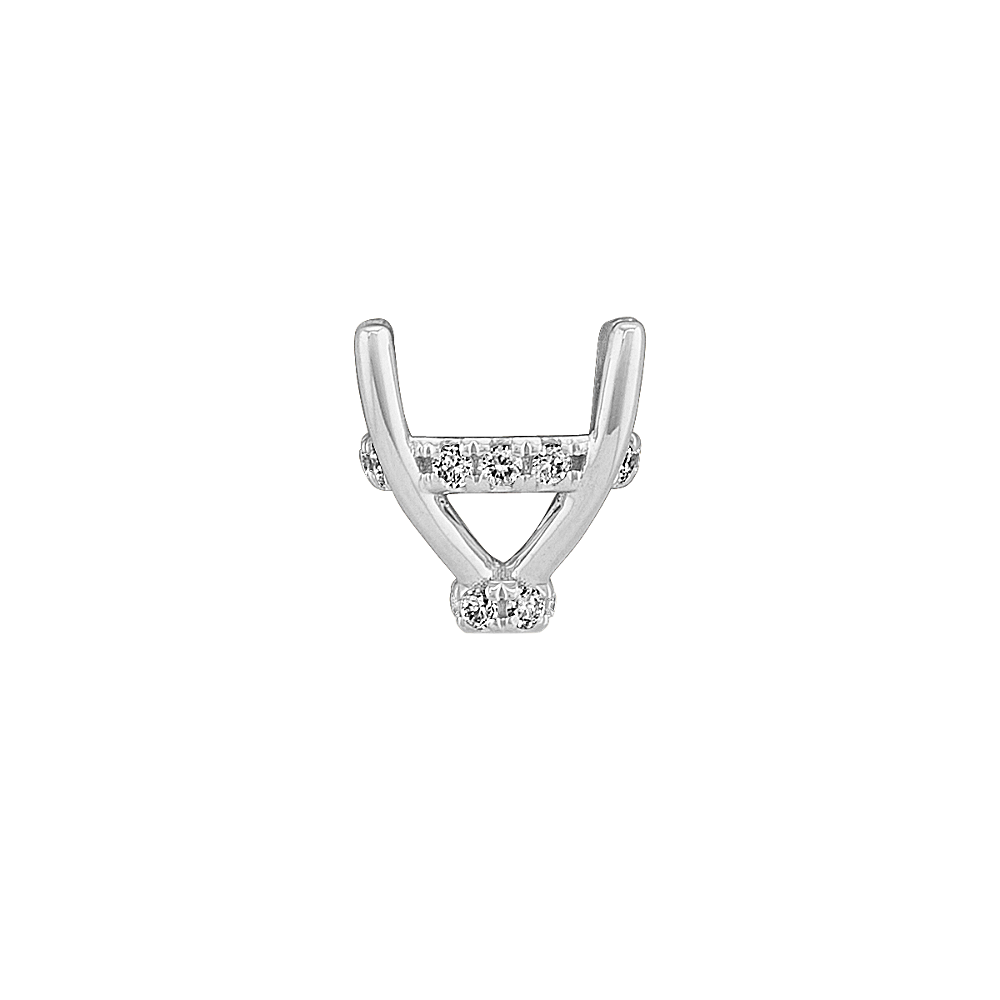 Natural Diamond Accented Halo Decorative Crown in 14K White Gold