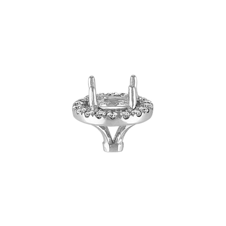 Classic Natural Diamond Halo Decorative Crown to Hold 6mm Round Gemstone