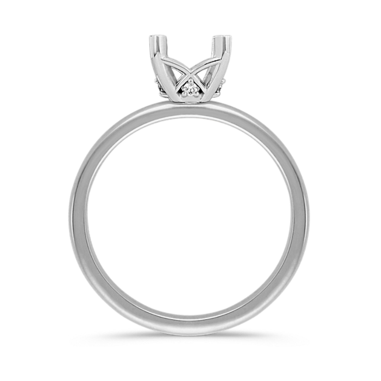 Natural Diamond Decorative Crown to Hold 5.5mm Princess Cut Gemstone