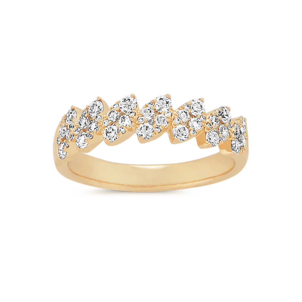 Diamond Cluster Wedding Band in 14K Yellow Gold